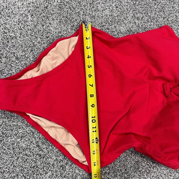 NWT J. Crew Red  Lace Up Scoop Neck Deep Back One Piece Swimsuit Size US 8 - Picture 3 of 9